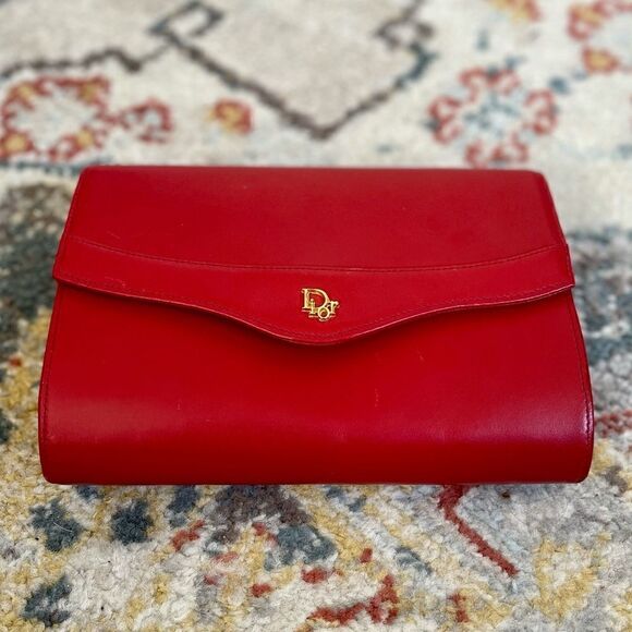 Vintage Christian Dior Crossbody Handbag Red - Picture 1 of 9